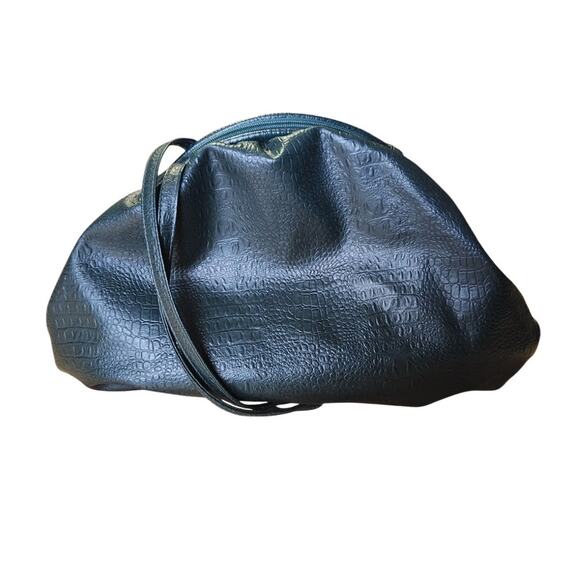 Vintage Handbags - Vintage Holiday Fair Dark Green Faux Vegan Leather Shoulder Purse Made Taiwan